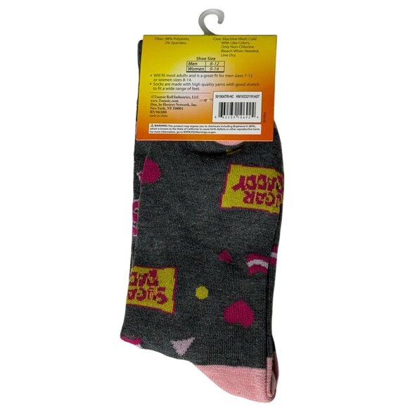 Sweet Caramel Candy Socks Gray Pink Crew Men’s 8-12 Fun Retro Gift Style - Picture 2 of 2